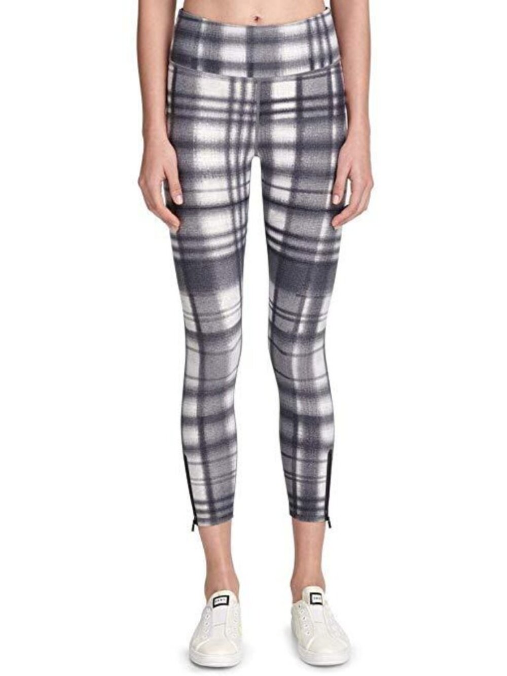DKNY Womens Sport Eclipse Plaid High Waist Ankle Leggings